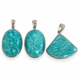 Silver 925 Pendant Amazonite AAA 3 pieces 10.47g