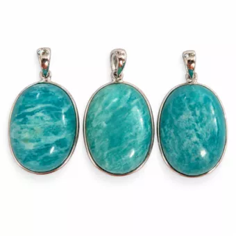 Sterling Silver 925 Pendant Amazonite AAA 3 pieces 10.37g