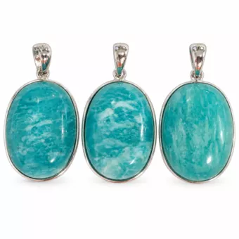 Sterling Silver 925 Pendant AAA Amazonite 3 pieces 10.76g