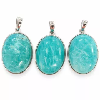 Sterling Silver 925 Pendant Amazonite AAA 3 pieces 10.72g