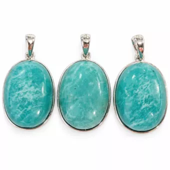 Sterling Silver 925 Pendant AAA Amazonite 3 pieces 10.41g