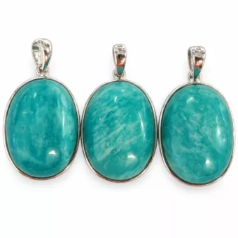 Silver 925 Pendant Amazonite AAA 3 pieces 10.12g