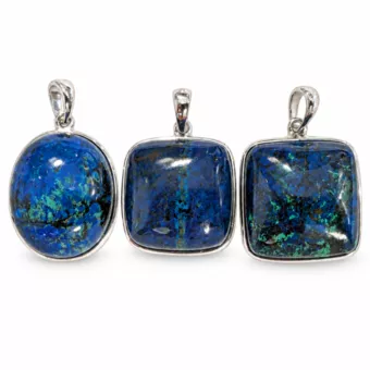 Silver 925 Pendant Azurite Malachite AAA 3 pieces 15.32g