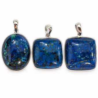 Sterling Silver 925 Pendant Azurite Malachite AAA 3 pieces 15.85g