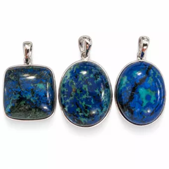 Sterling Silver 925 Pendant Azurite Malachite AAA 3 pieces 14 g