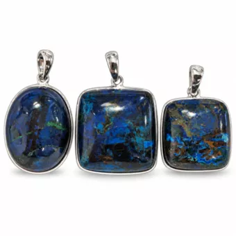 Sterling Silver 925 Pendant AAA Azurite Malachite 3 pieces 17.11 g