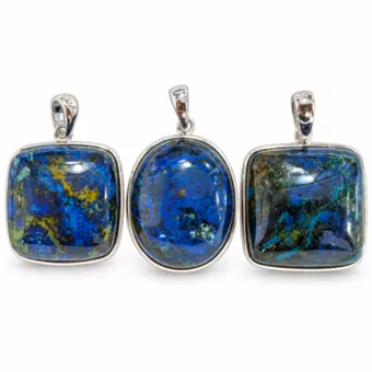 Silver 925 Azurite Malachite Pendant AAA 3 pieces 14.35 g