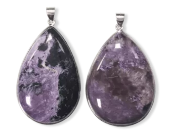 925 Silver Charoite AA Pendant 2 pieces 24.23g