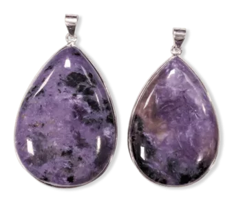925 Silver Charoite AA Pendant 2 pieces 23.83g