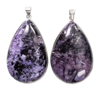 925 Silver Charoite AA Pendant 2 pieces 22.86g