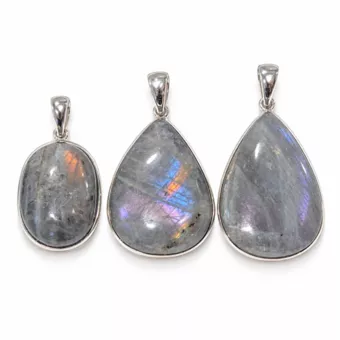 Sterling Silver 925 Pendant AAA Labradorite 3 pieces 16.48g