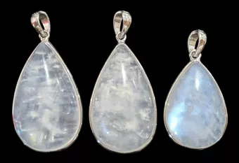 925 Sterling Silver Pendant with AAA White Moonstone, 3 Pieces, 11.58g