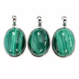 Silver 925 Malachite Pendant AAA 3 pieces 11.67g