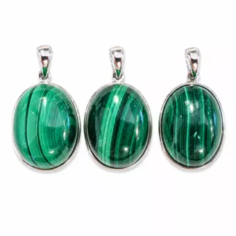 Pendant Silver 925 Malachite AAA 3 pieces 11.13g