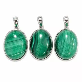 Silver 925 Pendant Malachite AAA 3 pieces 11.69g