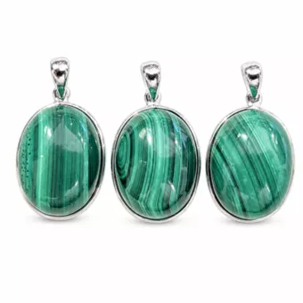 Pendentif Silver 925 Malachite AAA 3 pieces 11.77g