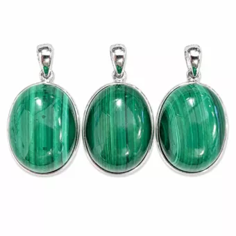 Pendant 925 Silver AAA Malachite 3 pieces 11.83g