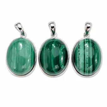 Silver 925 Pendant Malachite AAA 3 pieces 11.89g