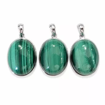Silver 925 Malachite AAA Pendant, 3 pieces, 11.84g