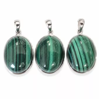 Silver 925 Malachite AAA Pendant 3 pieces 11.8g