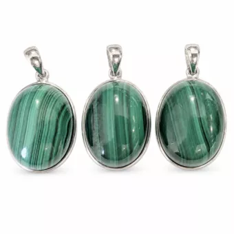 Pendant Silver 925 Malachite AAA 3 pieces 11.95g