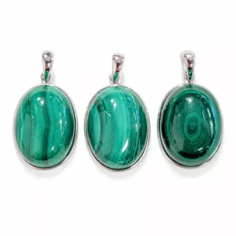 Silver 925 Malachite AAA Pendant, 3 pieces, 11.7g