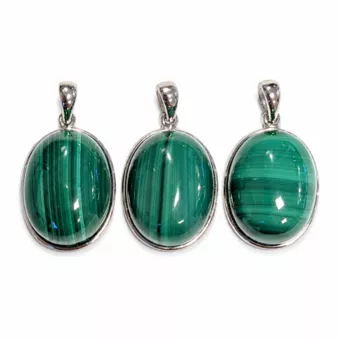 Silver 925 Malachite AAA Pendant 3 pieces 11.92g