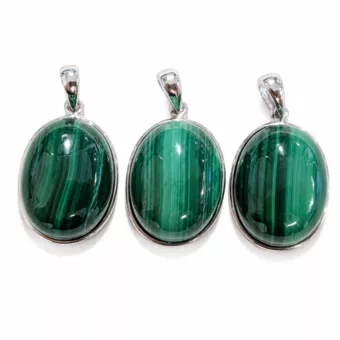 Silver 925 Malachite AAA Pendant 3 pieces 11,98g