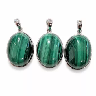 Silver 925 Malachite AAA Pendant 3 pieces 11.87g