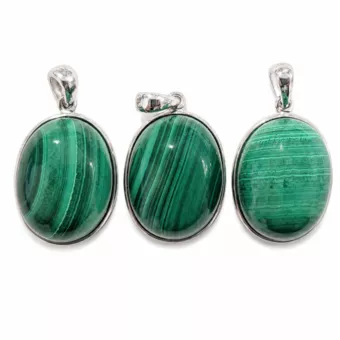 Sterling Silver 925 Pendant Malachite AAA 3 pieces 12g