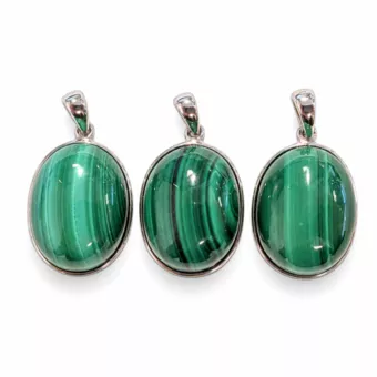 Pendentif Silver 925 Malachite AAA 3 pieces 11.89g