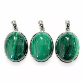Silver 925 Malachite AAA Pendant 3 pieces 12.09g