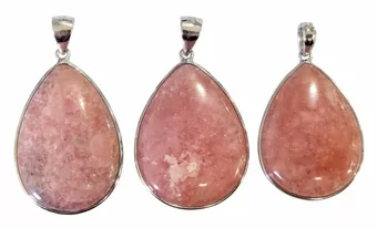925 Sterling Silver Rhodochrosite Pendant, Argentine AA+, 3 pieces, 14.28g