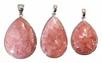 925 Sterling Silver Rhodochrosite Pendant, Argentine AA+, 3 pieces, 12.92g