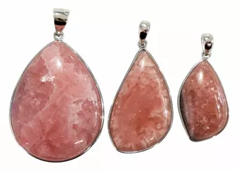 925 Sterling Silver Rhodochrosite Pendant, Argentine AA+, 3 pieces, 14.17g
