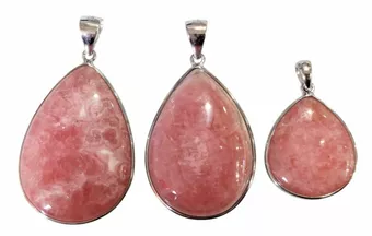 925 Sterling Silver Rhodochrosite Pendant, Argentine AA+, 3 pieces, 14.36g