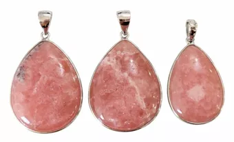 925 Sterling Silver Rhodochrosite Pendant, Argentine AA+, 3 pieces, 13.65g