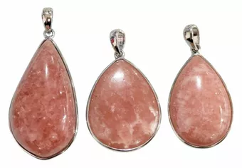 925 Sterling Silver Rhodochrosite Pendant, Argentine AA+, 3 pieces, 12.92g