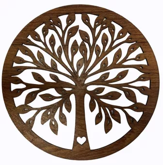 Magnetic wooden sign with Tree of Life and Heart, 18cm, for HMD999