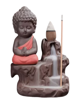 Red Buddha Ceramic Backflow Incense Holder 12cm