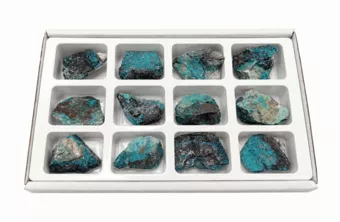 Chrysocolla-Malachite Raw Stones Display 12 Pieces 3-4 cm