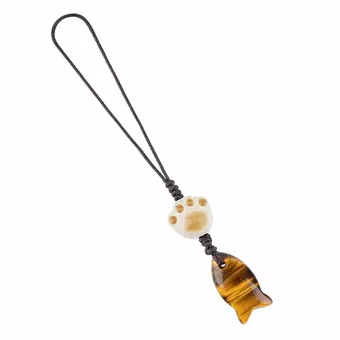 Tiger's Eye Fish Bag Charms A x3