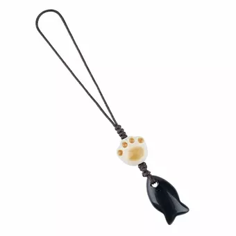Black Obsidian Fish Bag Charms A x3