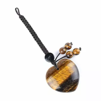 Natural Tiger Eye Heart Bag Charm