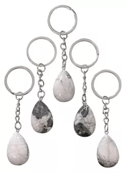 30mm Howlite A Drop Key Ring x 5