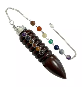 Rosewood 7 Chakra Cone Pendulum 7.5cm