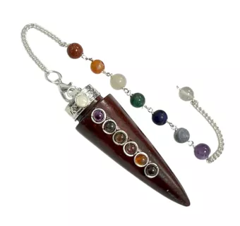 7 Chakra Rosewood Cone Pendulum 6cm