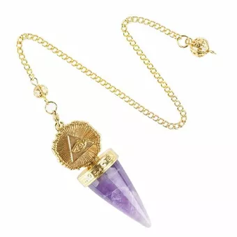 Amethyst Divination Pendulum – Golden Eye of Providence