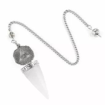Silver-Plated A Quality Rock Crystal Pendulum with Protective Eye