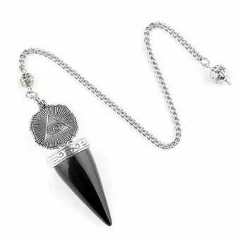 Silver Protective Eye A Obsidian Pendulum